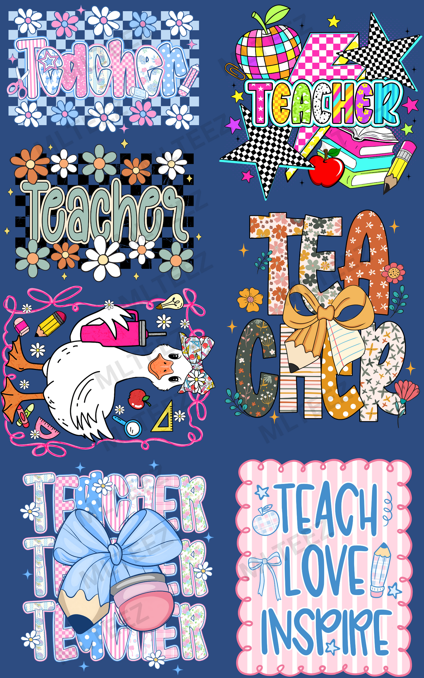 TEACHER (1) PREMADE GANGSHEET - 22X36 DTF TRANSFERS - DIRECT TO FILM