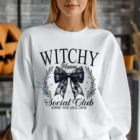 Witchy Mama Social Club (Black Lace Ribbon) DTF Direct To Film