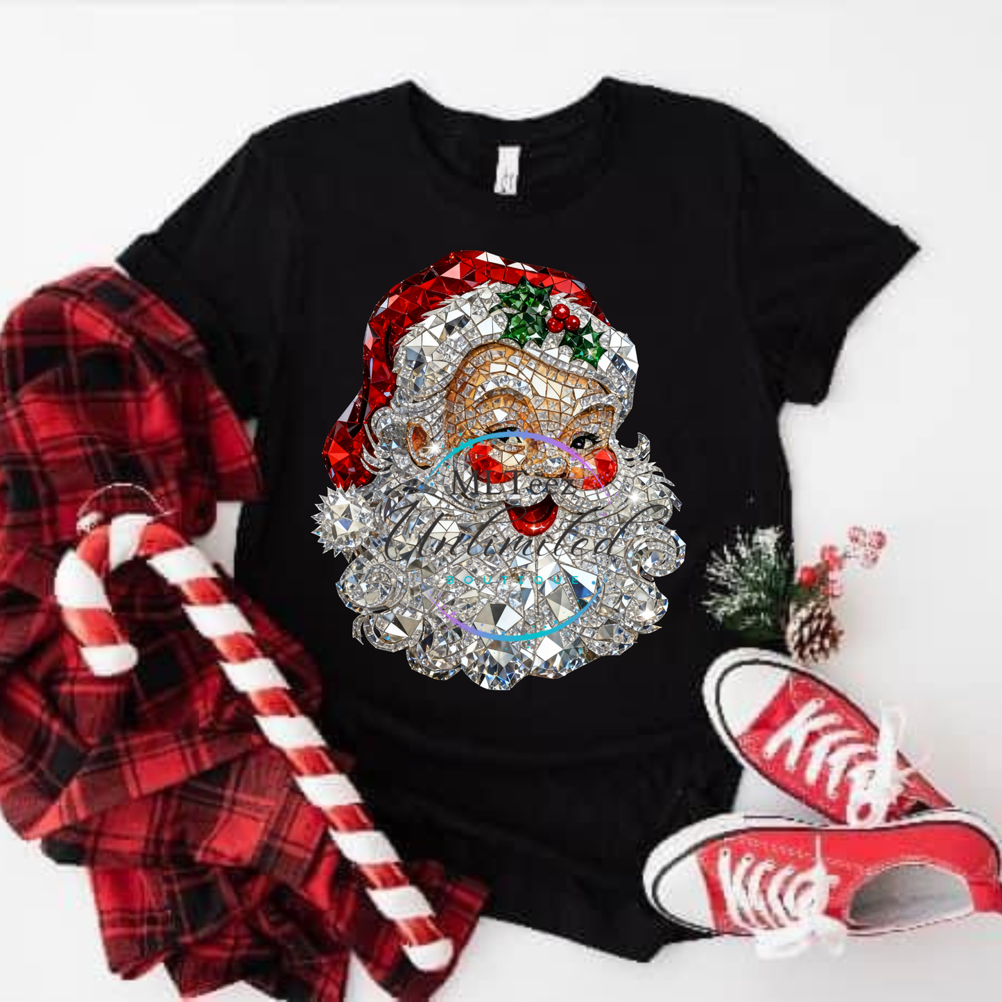 FAUX RHINESTONE SANTA (2) DTF Direct To Film