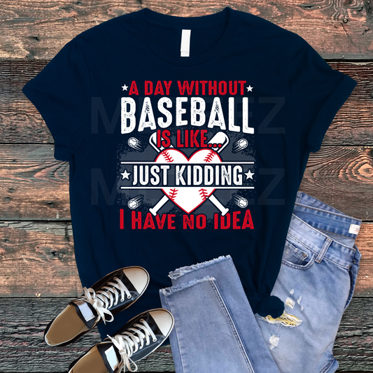 A Day Without Baseball Is Like Just Kidding I Have No Idea (1) DTF Direct To Film