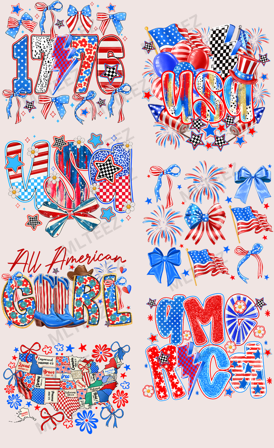 1776 (1) PREMADE GANGSHEET - 22X36 DTF TRANSFERS - DIRECT TO FILM