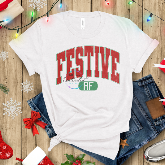 Festive AF (Red/Green Distressed) DTF Direct To Film