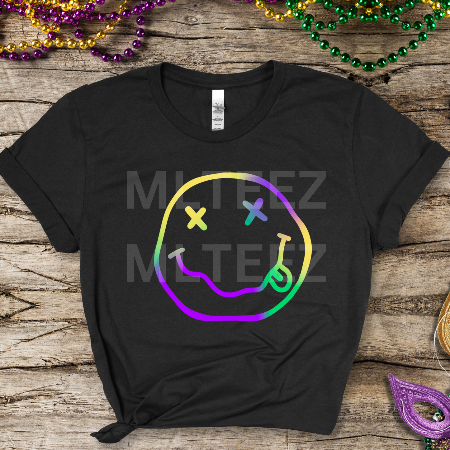 Happy Face (Mardi Gras) (1) DTF Direct To Film