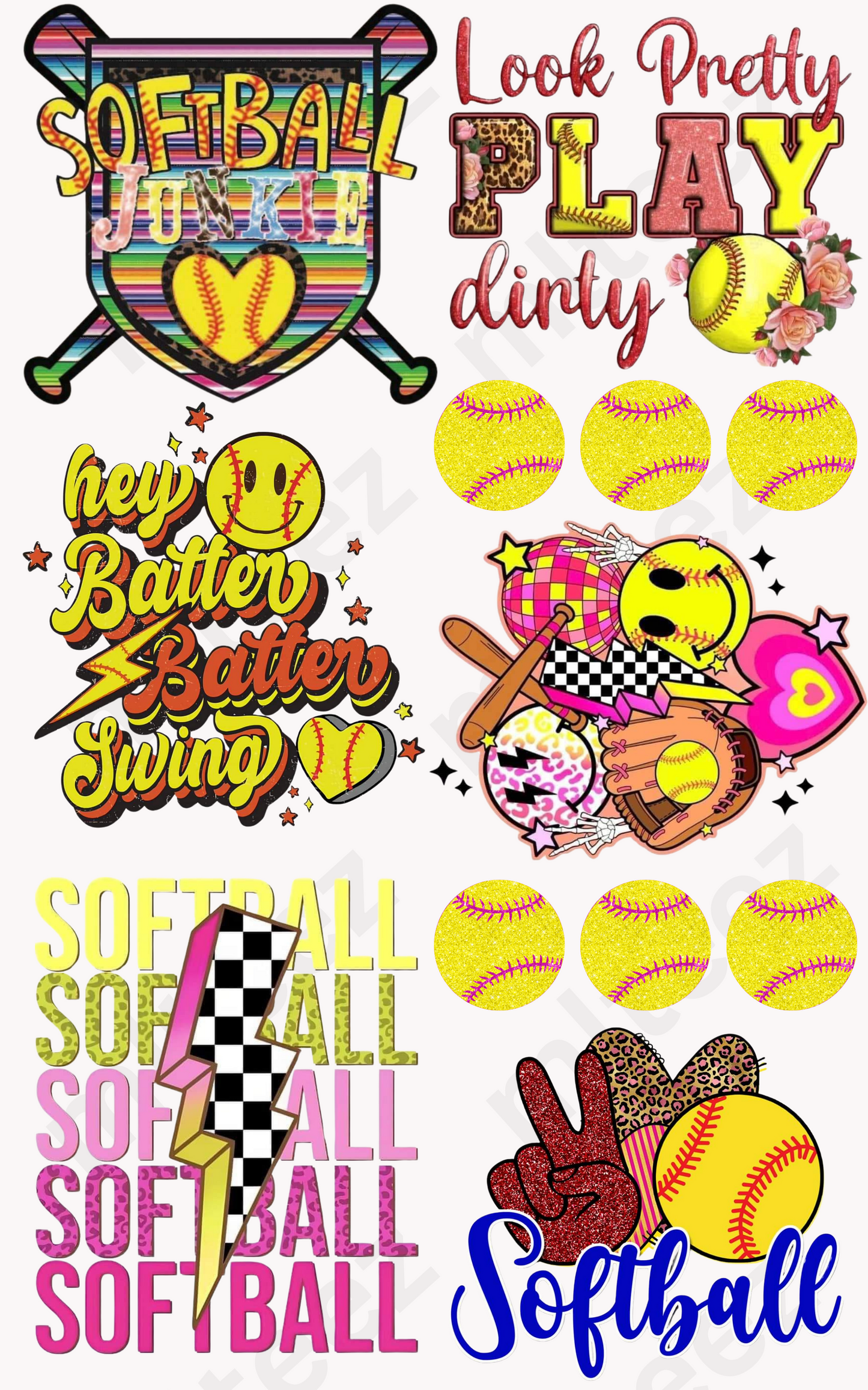 SOFTBALL PREMADE GANGSHEET  - 22X36