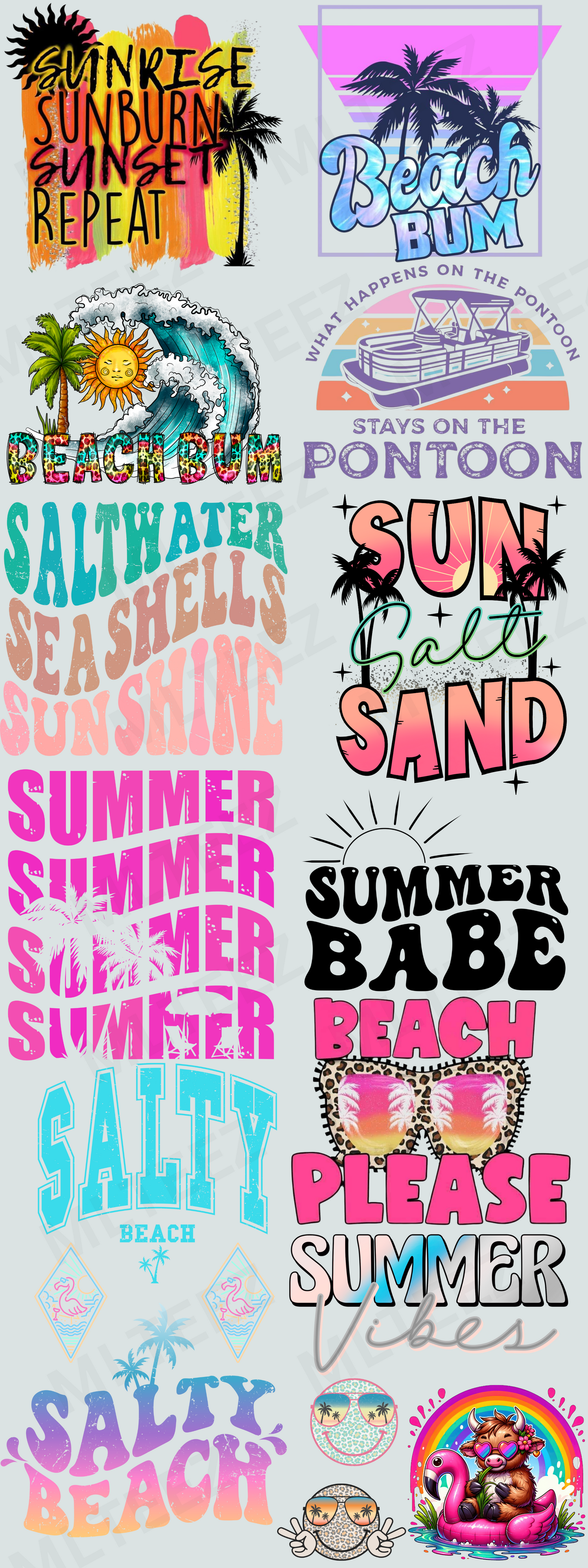 SUMMERTIME BEACH PLEASE PREMADE GANGSHEET  - 22X60