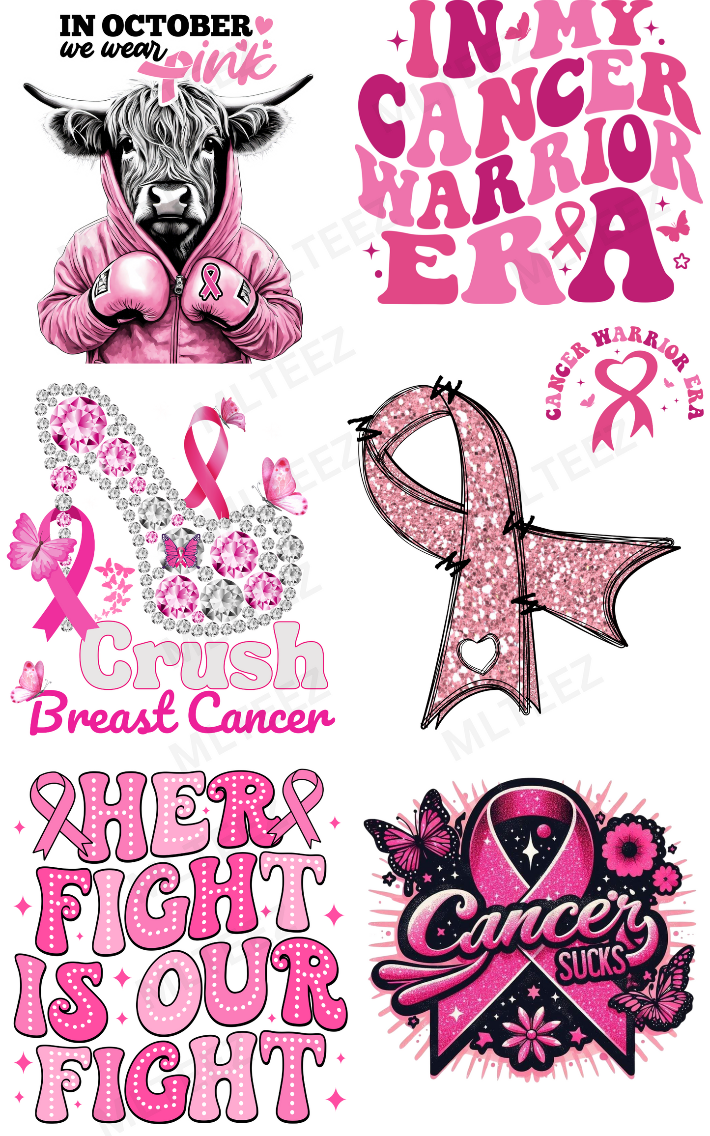 Breast Cancer Warrior GANGSHEET  - 22X36