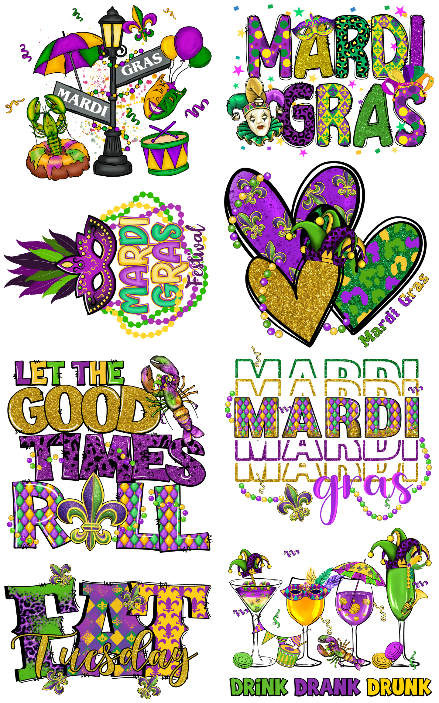 PREMADE MARDI GRAS GANGSHEET  - 22X36