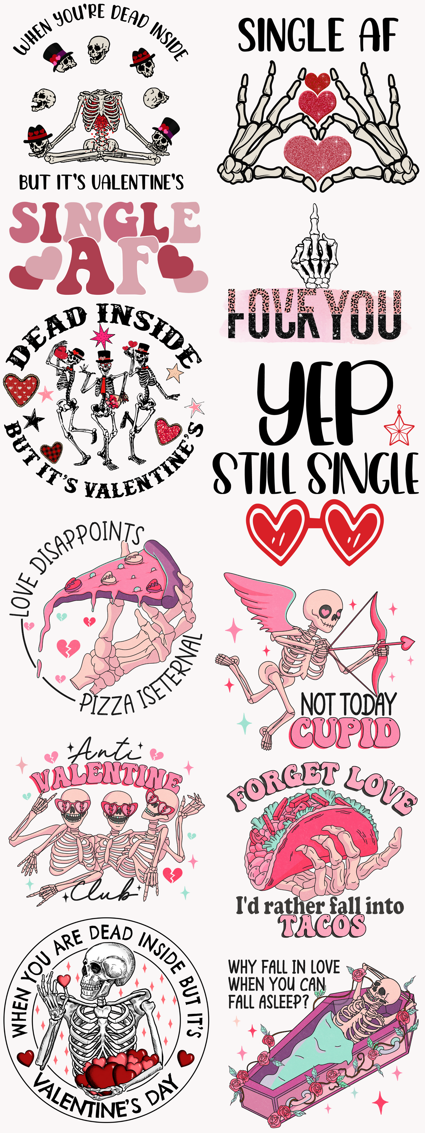 ANTI VALENTINE'S DAY PREMADE GANGSHEET  - 22X60