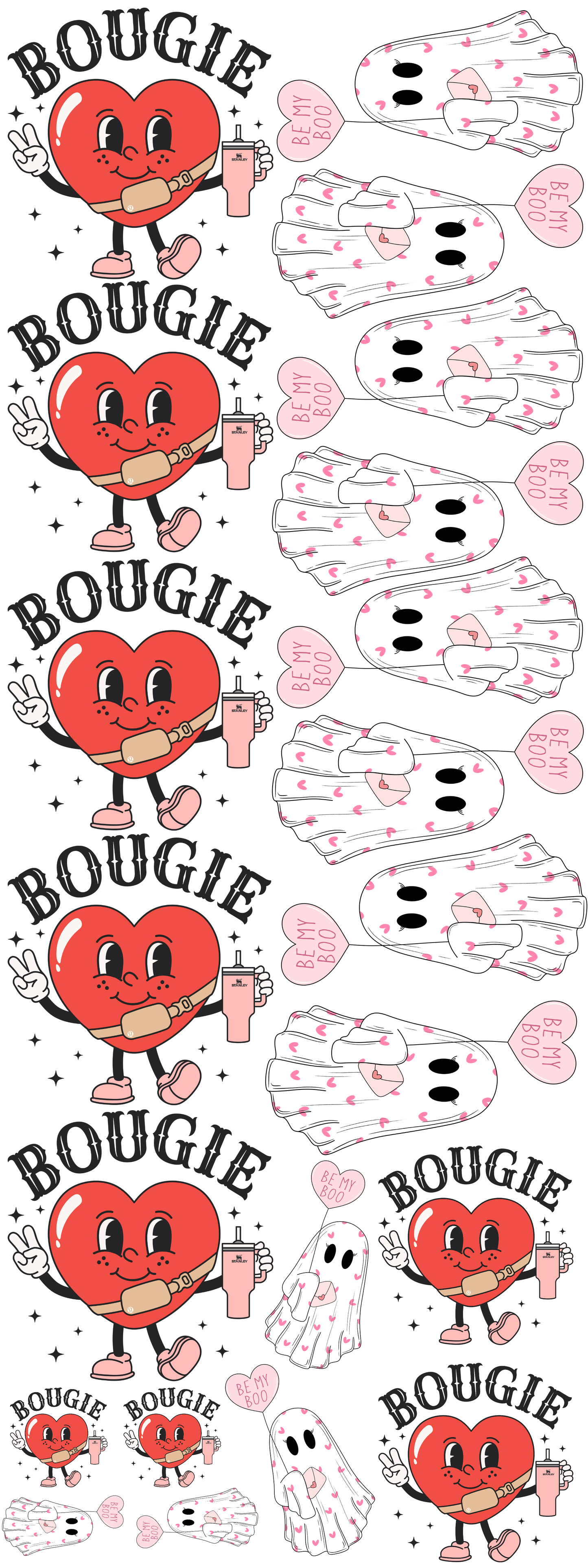 BOUGIE & MY BOO (HALF & HALF) PREMADE  GANGSHEET  - 22X60