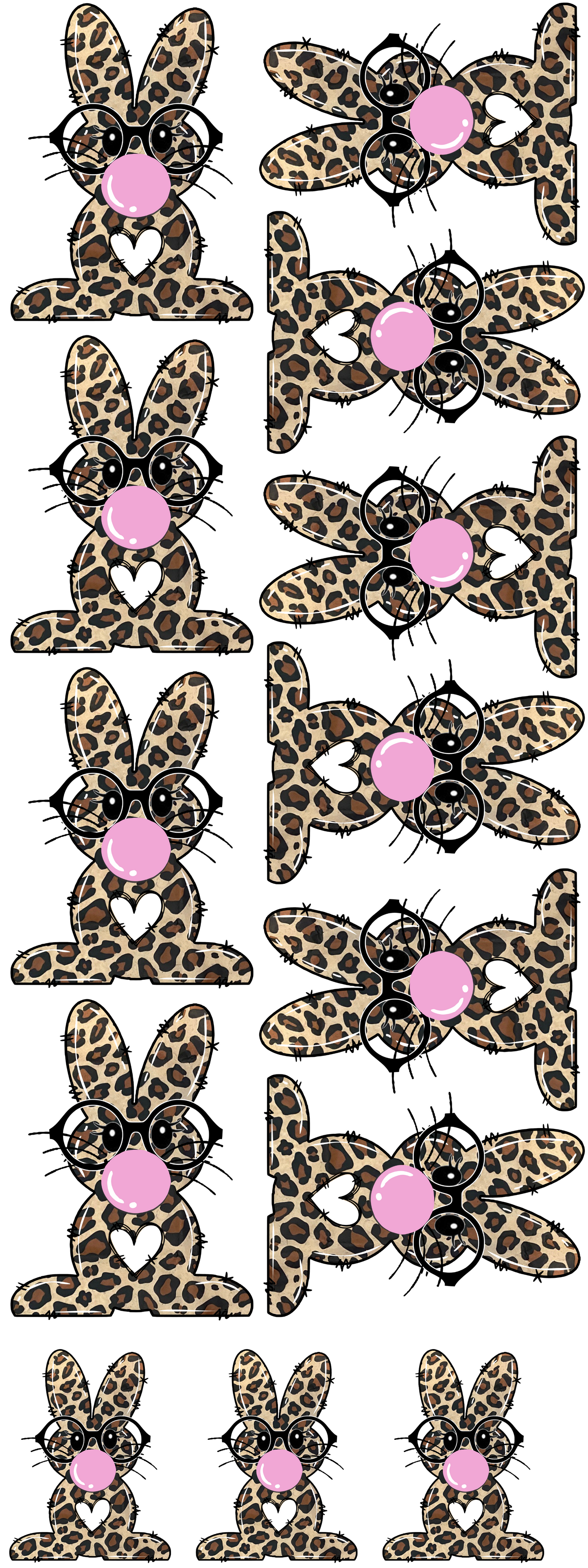 LEOPARD BUNNY PREMADE GANGSHEET  - 22X60