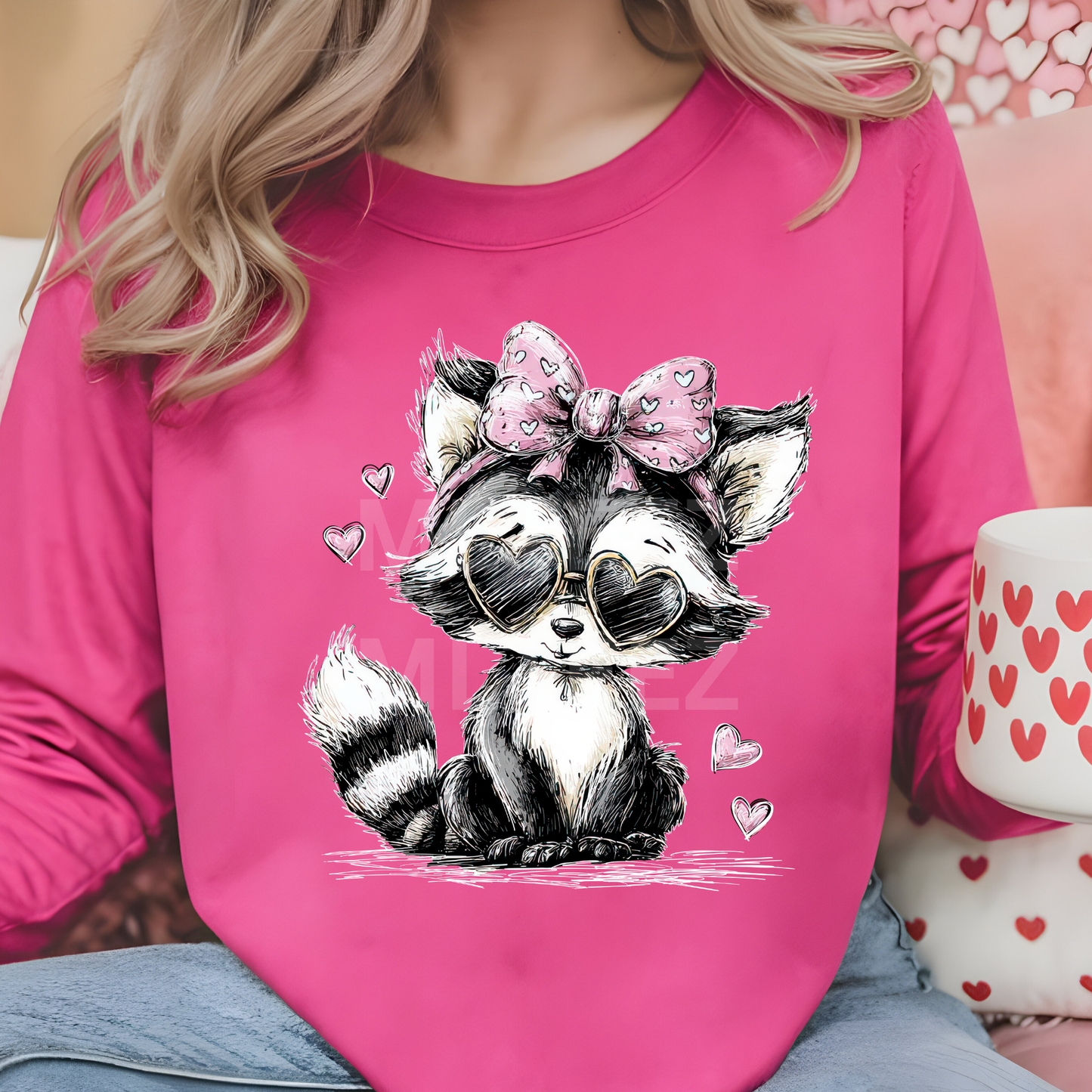 Raccoon Hear (Valentine's Day) (4) (Half Tone) DTF Direct to Film