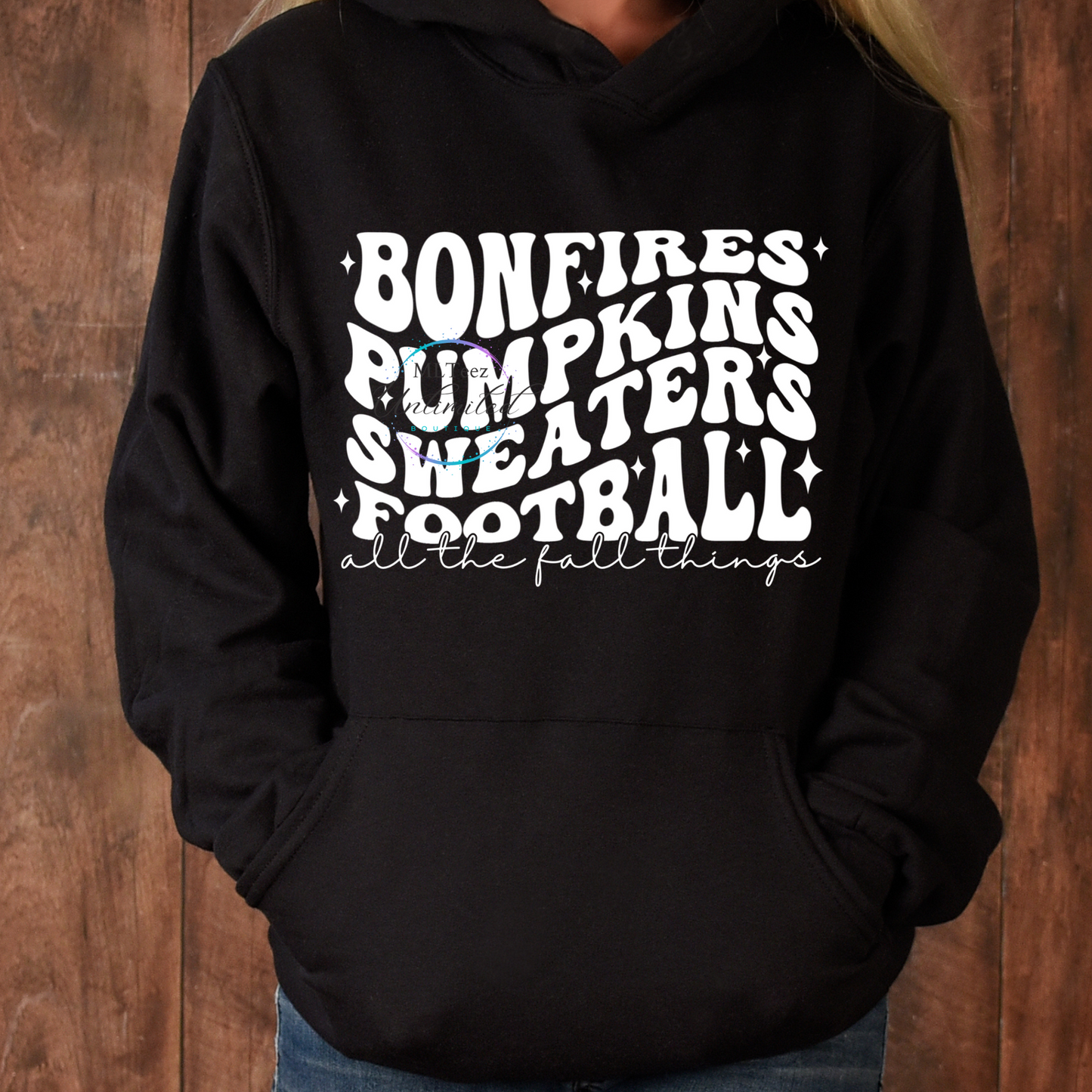 Bonfires, Pumpkins, Sweaters, Football, All The Fall Things (6) (White) DTF Direct To Film