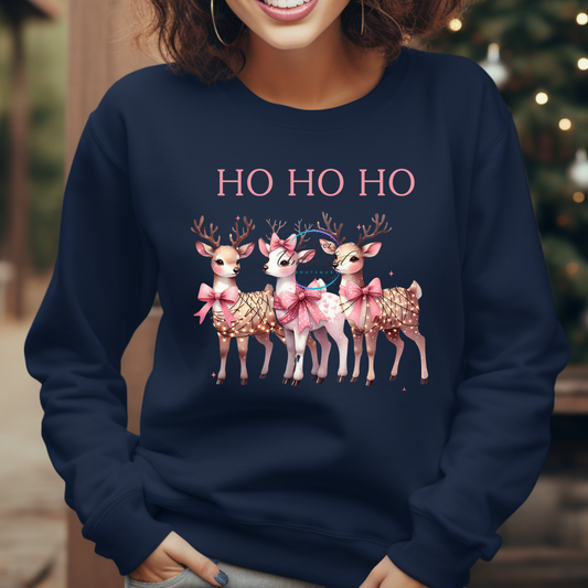 Ho Ho Ho Pink Baby Reindeer DTF Direct To Film