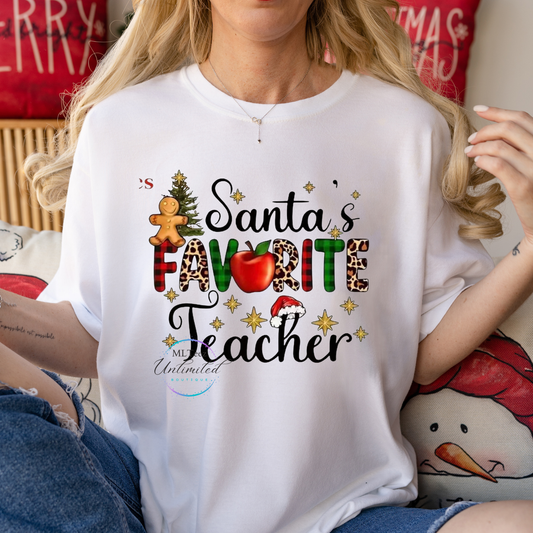 Santa's Favorite Teacher DTF Direct To Film