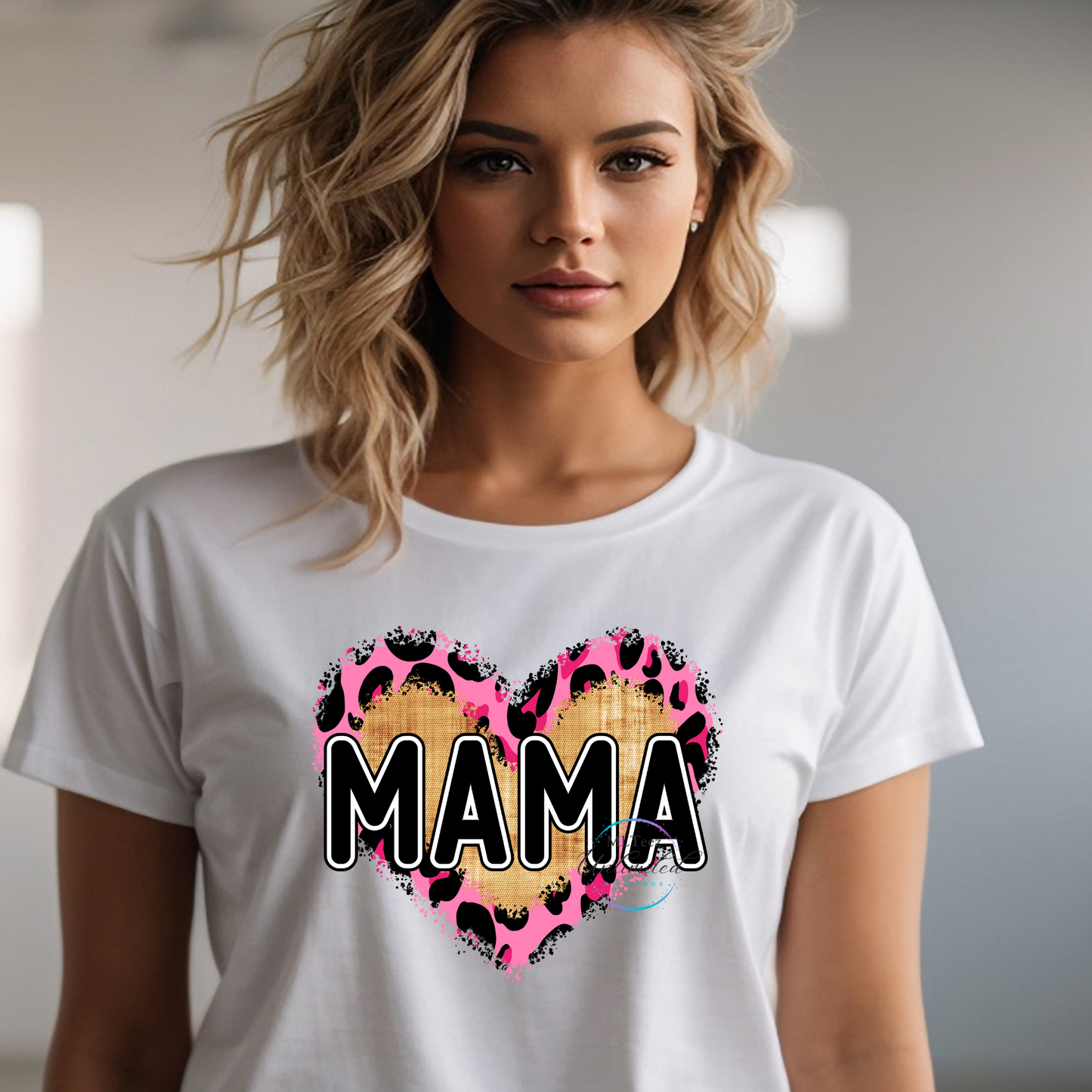 Mama (Hot Pink Leopard Heart) DTF Direct To Film