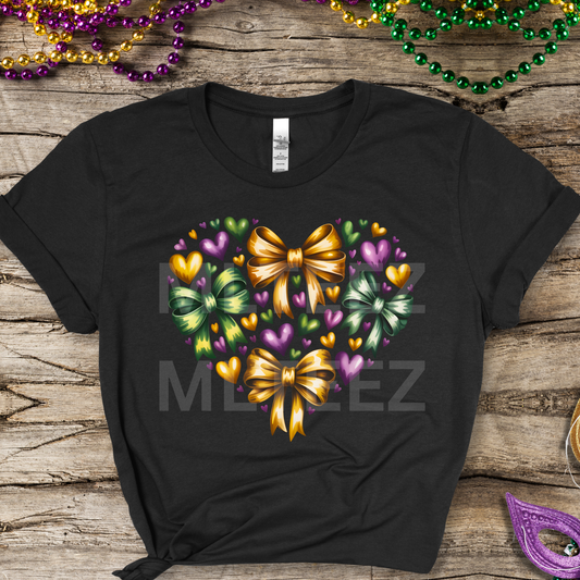 Mardi Gras Heart (3) DTF Direct To Film