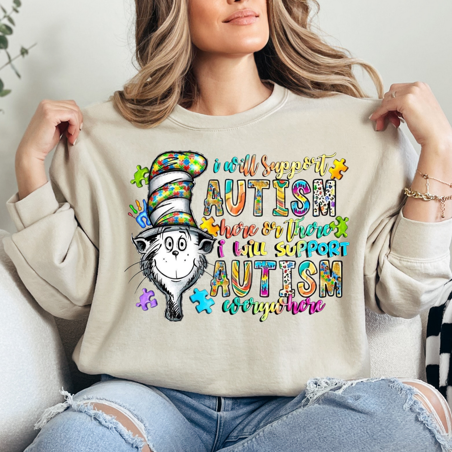 I Will Support Autism Here or There.. (1) DTF Direct To Film