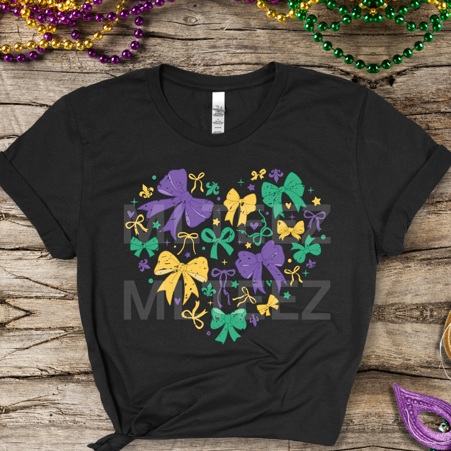 Mardi Gras Heart (6) DTF Direct To Film