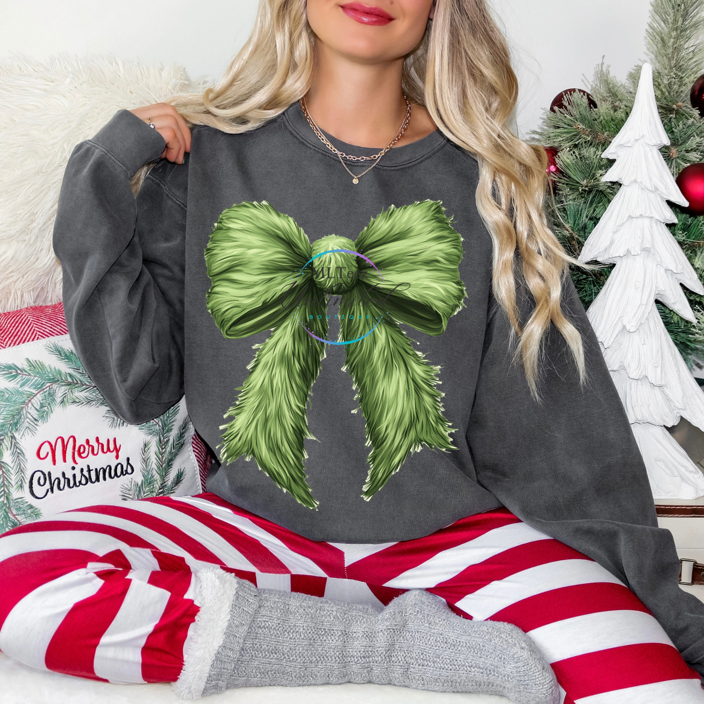 Green Furry Bow DTF Direct To Film