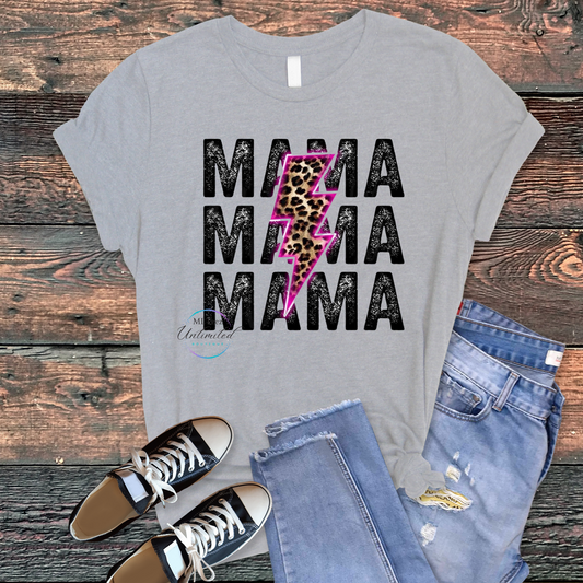 Mama, Mama, Mama (Hot Pink Leopard Lightening Bolt) DTF Direct To Film