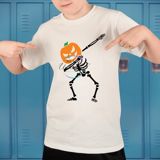 Dabbin' Skeleton (Pumpkin Head) DTF Direct To Film