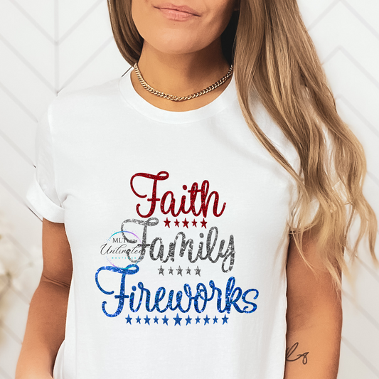 Faith, Family, Fireworks DTF Direct To Film