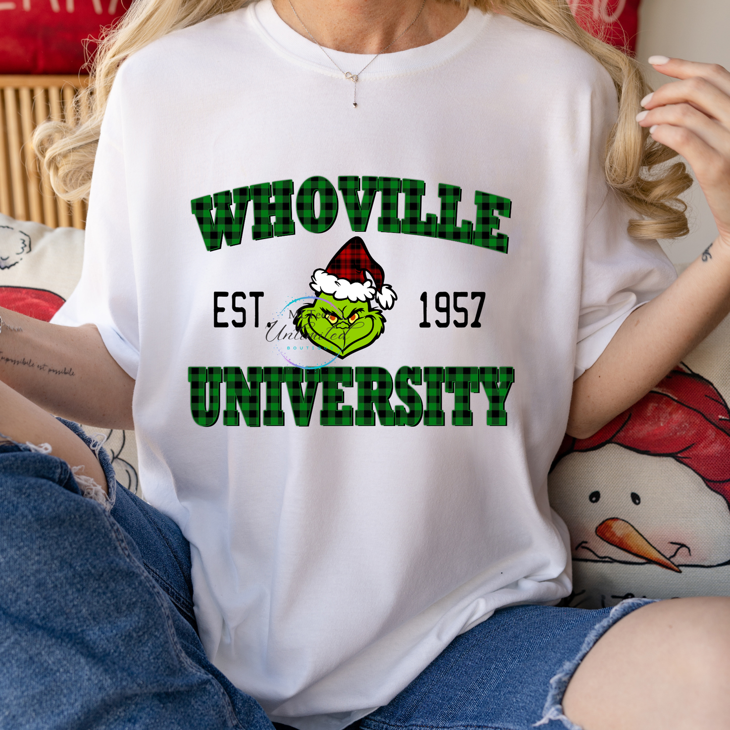 Whoville University (Green Plaid)  DTF Direct To Film