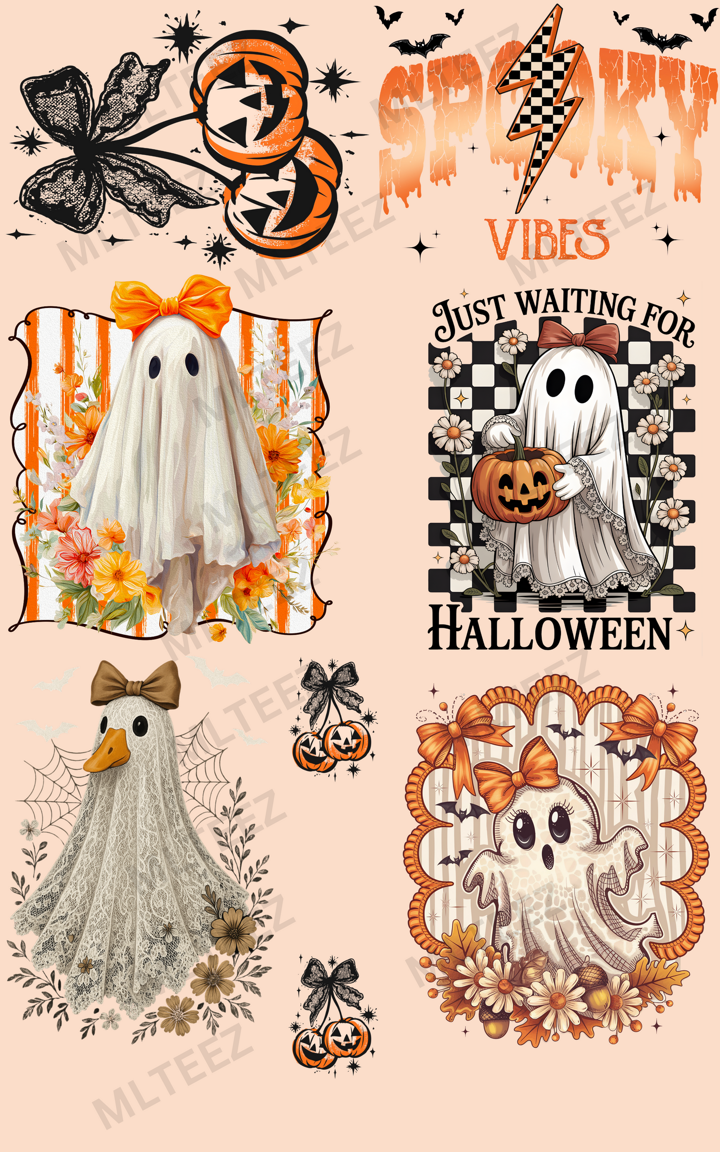 PUMPKIN CHERRIES PREMADE GANGSHEET  - 22X36  DTF TRANSFERS - DIRECT TO FILM