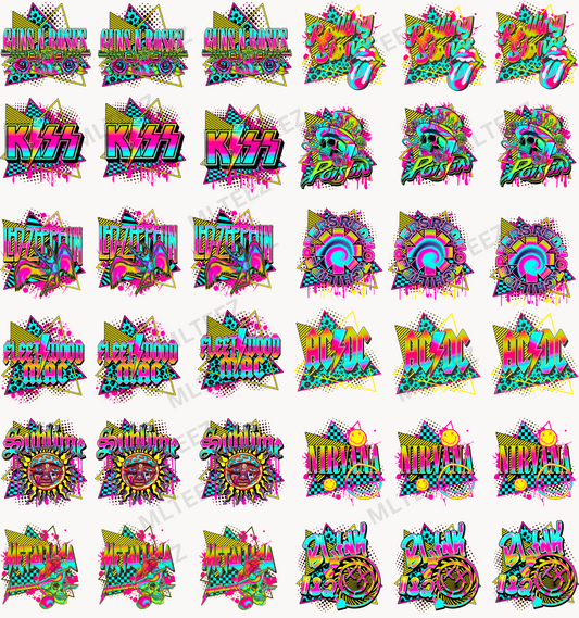 ROCK BAND TRUCKER HAT PREMADE GANGSHEET  - 22X24  DTF TRANSFERS - DIRECT TO FILM