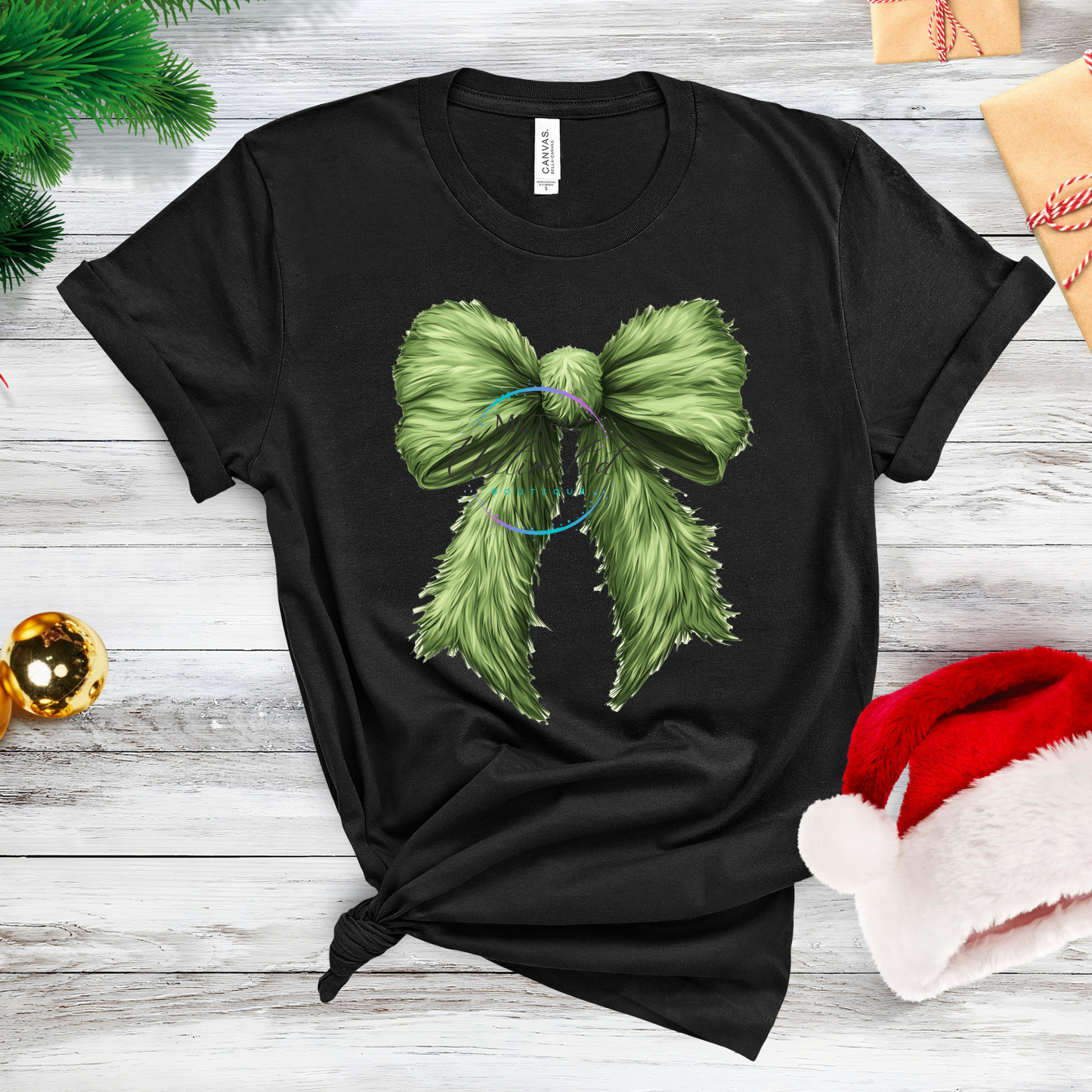 Green Furry Bow DTF Direct To Film