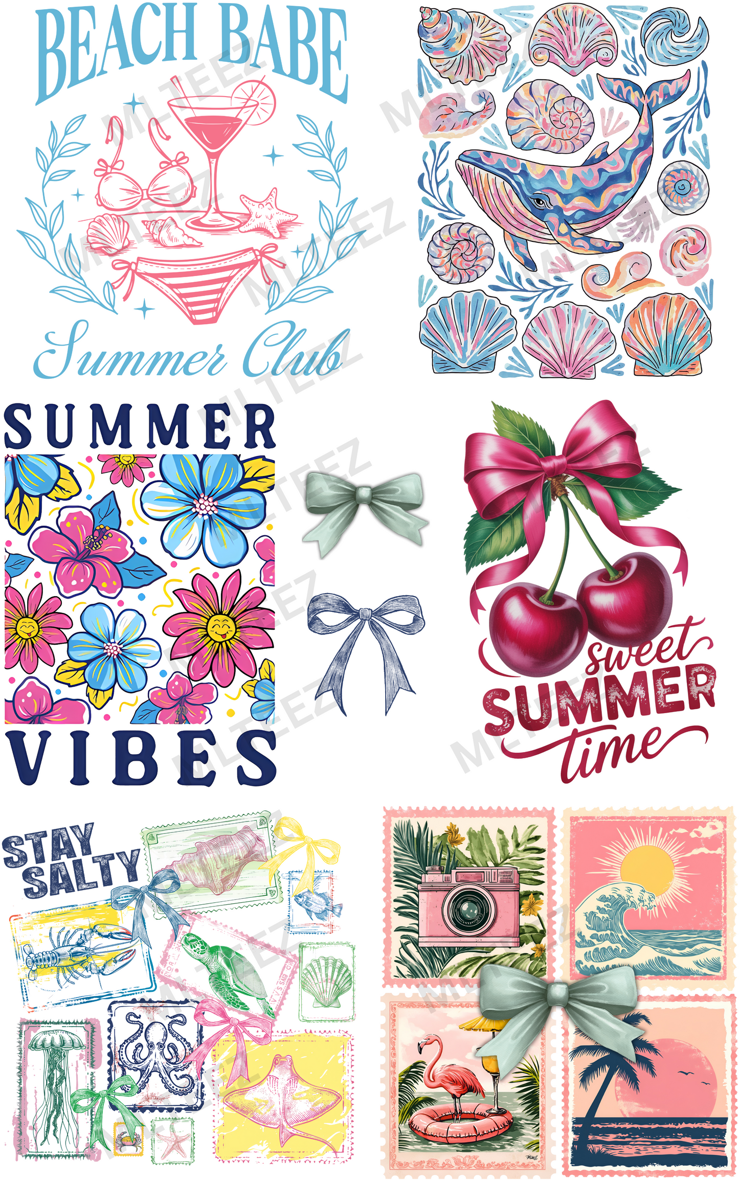 BEACH BABE (2) PREMADE GANGSHEET  - 22X36  DTF TRANSFERS - DIRECT TO FILM
