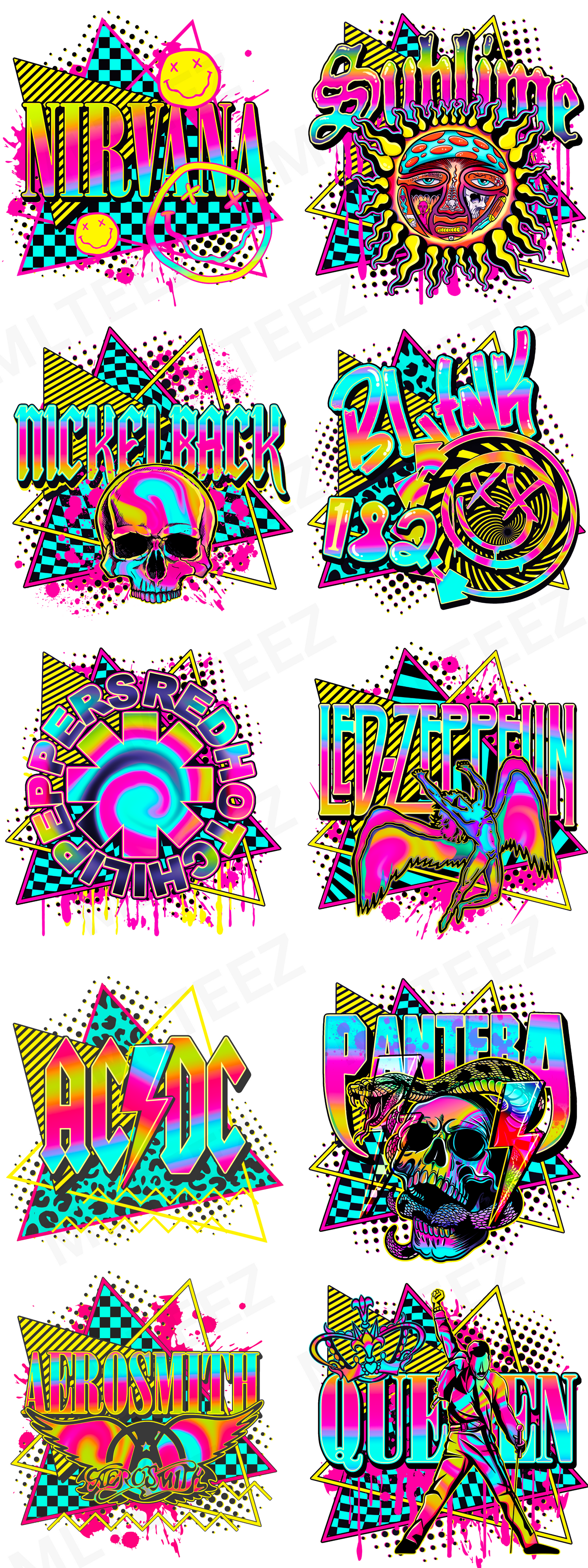 ROCK BAND 2 PREMADE GANGSHEET  - 22X60  DTF TRANSFERS - DIRECT TO FILM