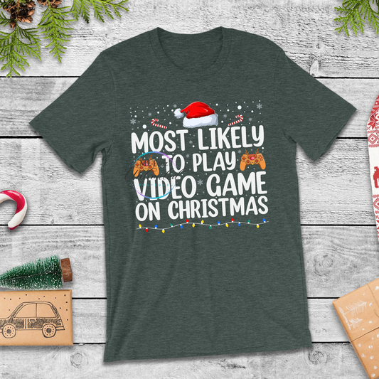 Most Likely To Play Video Games On Christmas DTF Direct To Film