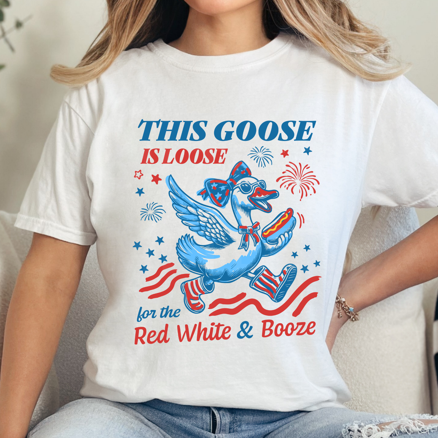 This Goose Is Loose For The Red White & Blue  (1) DTF Direct To Film
