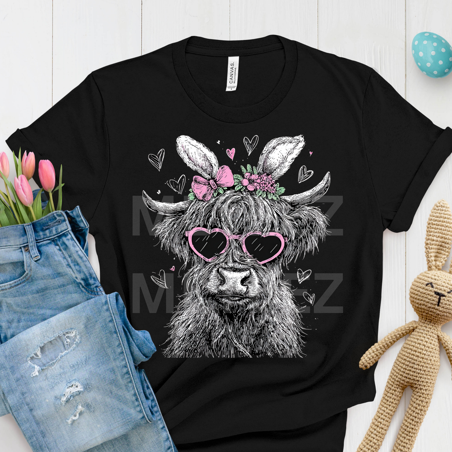 Highland Cow (Easter) (16) DTF Direct To Film