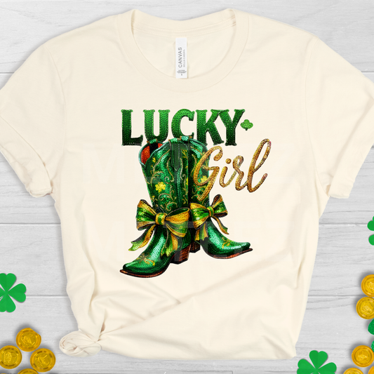 Lucky Girl (St. Patrick's Day Boots) (4) DTF Direct To Film