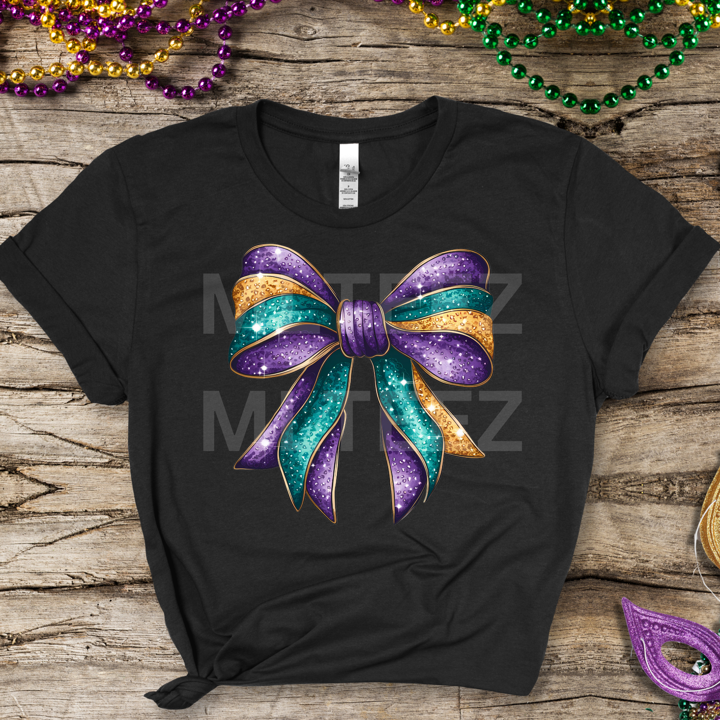 Mardi Gras Bow (6) DTF Direct To Film