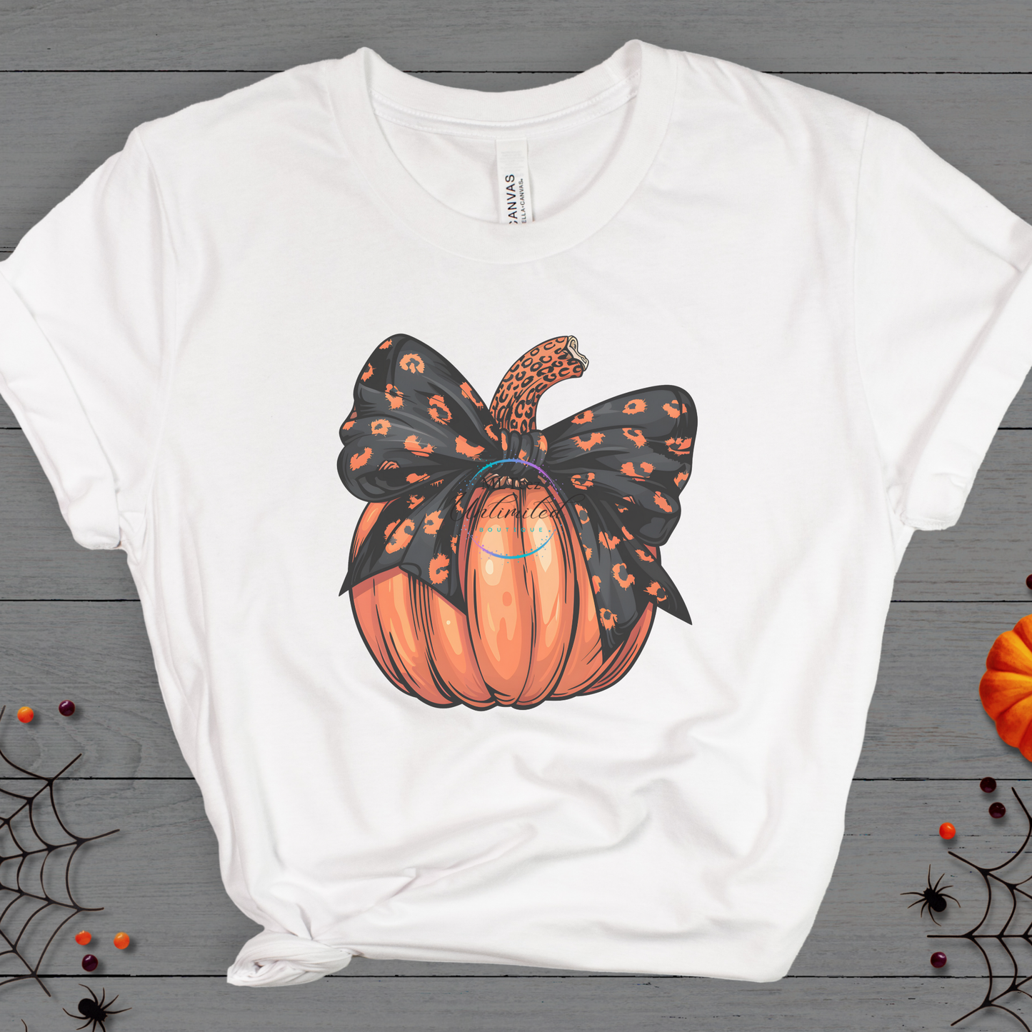 Pumpkin (Black/Orange Leopard Bow) DTF Direct To Film