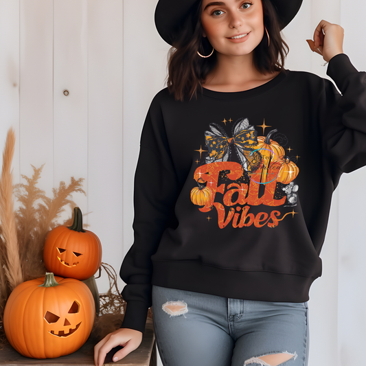 Fall Vibes (Pumpkin/Bows Sparkle) DTF Direct To Film