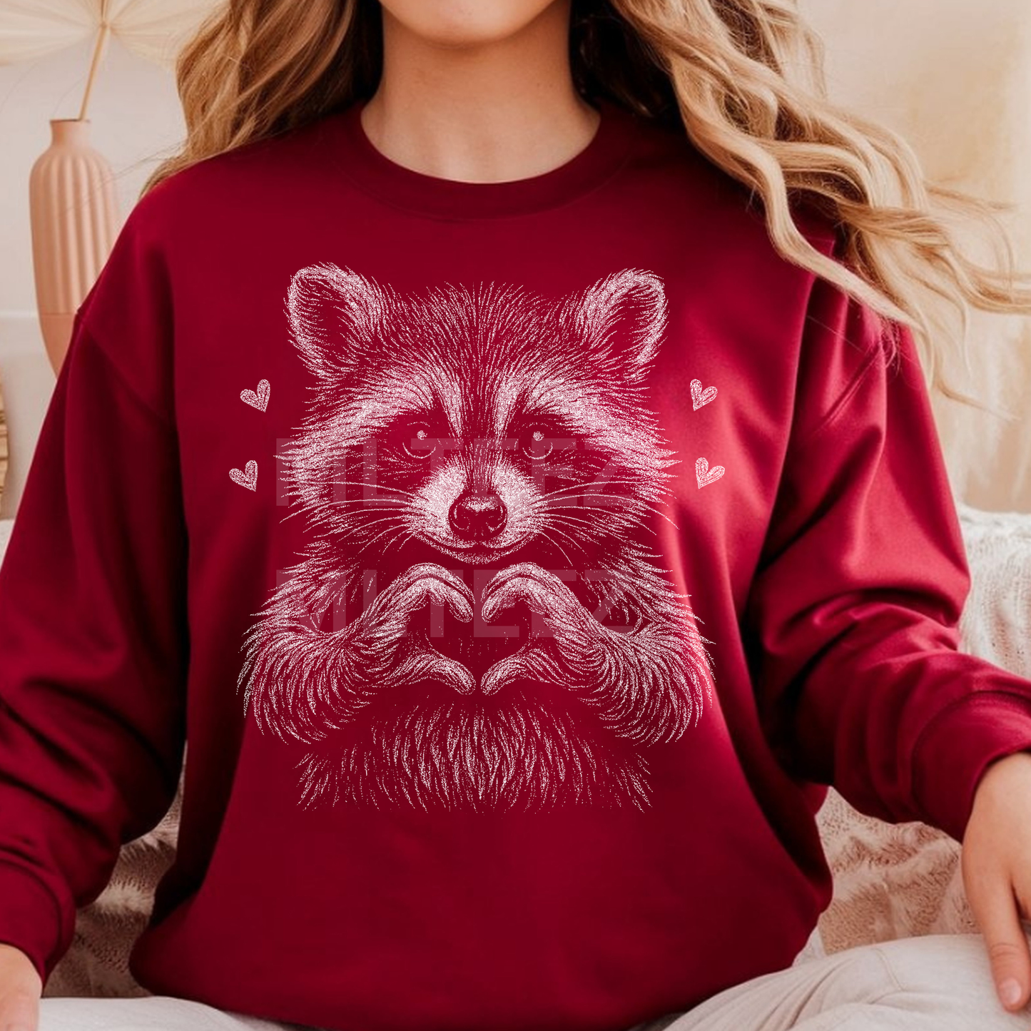 Raccoon Hear (Valentine's Day) (5) (Half Tone) DTF Direct to Film