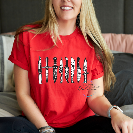 Scary Movie Faces Halloween Knifes DTF Direct To Film