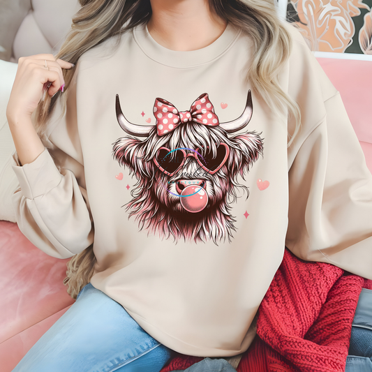 Highland Cow  (Valentine's Cow) (3) DTF Direct To Film