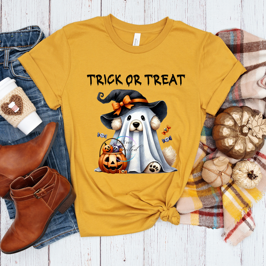 Trick Or Treat Ghost Dog DTF Direct To Film