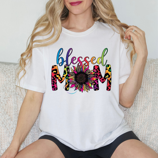Blessed Mom (Rainbow/Leopard Sunflower) DTF Direct To Film