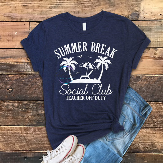 Summer Break Social Club Teacher Off Duty (White) DTF Direct To Film