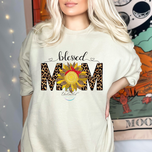 Blessed Mom (Leopard & Sunflower) DTF Direct To Film