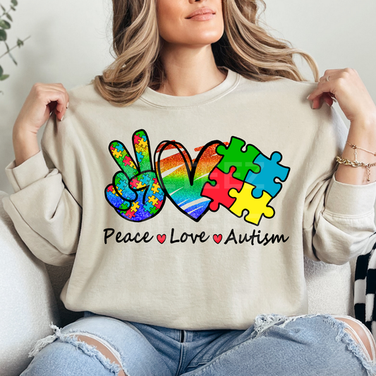 Peace, Love, Autism (1) DTF Direct To Film