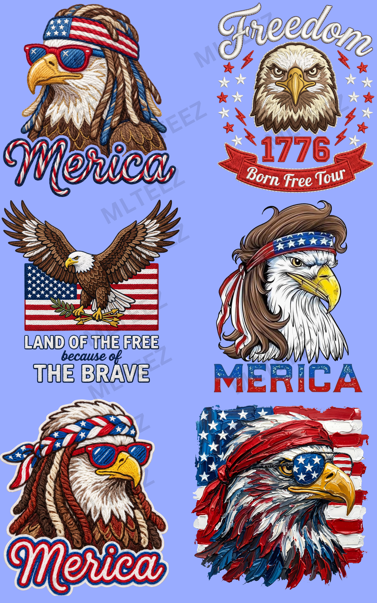 AMERICAN EAGLES (1) PREMADE GANGSHEET - 22X36 DTF TRANSFERS - DIRECT TO FILM