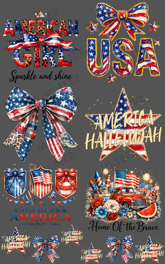 AMERICAN GIRL (1) PREMADE GANGSHEET - 22X36 DTF TRANSFERS - DIRECT TO FILM