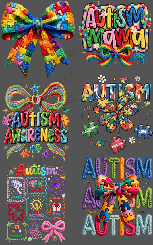 AUTISM (7) PREMADE GANGSHEET - 22X36 DTF TRANSFERS - DIRECT TO FILM